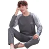 Plus Größe 5XL Männer Pyjamas Homewear Herbst Baumwolle Pyjamas Set mit Hosen Männliche Nachtwäsche Langarm Baumwolle Hause Kleidung für Männer T200813