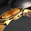 Relojes de pulsera Reloj minimalista ultrafino para hombres Banda de malla de acero de lujo Relojes para mujer Reloj de pulsera de cuarzo casual para mujer Reloj de oro Hombre 202