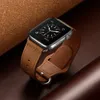 Brown Smart Watch Bands för Apple Watches Strap WatchBand Smartwatch IWatch Series 7 S7 SE Rems äkta ko designer armband läderband 38mm 40mm 41mm 45mm uk us us