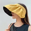 Mujeres Anti-UV plegable Sol Capa ancha ancha en topless Hombo de playa al aire libre Mujeres de caparazón vacío Forma Sunhat anti ultravioleta