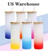Local Warehouse 25-Unzen-Sublimationsglasbecher mit Bambusdeckel, gerade dünne Wasserflasche mit Strohhalm, Thermotransfer-Kaffeetasse, versandfertig A02