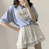 Houzhou Kawaii Mini юбка ITA кружева рюкзала лоскутная высокая талия короткие летние летние harajuku японский стиль мягкая девушка 220401