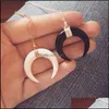 Pendant Necklaces Liduo New Fashion Ivory Bone White Black Color Moon For Women Crescent Double Horn Choker Baby Dhjlj
