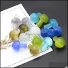 Pierre Perles En Vrac Bijoux De Mode Bleu Vert Jaune Oeil De Chat Verre Cristal Ornement Champignon Charme Pour Plante Decora Dhd2D