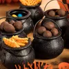 6pcs Mini Halloween Candy Bucket Pot Witch Skeleton Cauldron Holder Jar Trick Or Treat Halloween Party Decoration Props Kids Toy