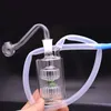 Mini Smoking Pipe Tool 10mm Joint Glass Oil Burner Bong Water Pipes Thick Pyrex Recycler Dab Rig Bongs with Male Oil Burner Pipe and Color Hose 2pcs