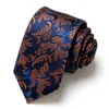 Style Fashion Mens Tie 7,5 cm blå slipsgrön amp orange siden gravatas för män paisley blommig fit bröllop arbetsplats smal