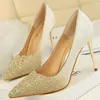 Chaussures habillées Femmes Sexy Glitter 9.5cm Talons hauts Stripper Pompes Scarpins Tacones Bling Or Rose Mariage Mariée Chaussures De Bal Robe