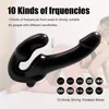 Strapless Strap-on Dildo vibrador para casais strapon for lesiban controle remoto sem fio Double-heads adulto brinquedos sexuais 220317