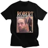 Engraçado Robert Pattinson Standing Meme Camiseta para Homens Macio Algodão Tee Tops Vintage Rob Camiseta Manga Curta Novidade Camiseta Merch 220712