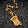 Naszyjniki wisiorek Hip Hop Złoty kolor 316L stal nierdzewna Jezus Pieści Pendanty dla mężczyzn biżuteria z 24 -calową kubańską łańcuchem Godl2469