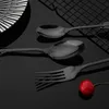 Dinnerware Sets SBlack 304 Sainless Steel Cutlery Flatware Vintage Knives Fork Dessert Spoon Set Party Kitchen Silverware TablewareDinnerwar