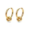 Hoop & Huggie 1Pair Stainless Steel Earrings For Women Men Round Boho Hiphop Piercing Anti-allergic Ear Buckle Jewelry GiftHoop Kirs22