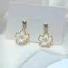 Stud Simple Vintage Hollow Flower Earring for Women Plated 3 Layers 14k Real Gold Earrings Temperament Accessories Bijoux GiftStud Dale22 FA