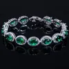 Link Chain Classic Green Pink Oval Crystal Stone Tennis Bracelet Fashion Women Sieraden GiftLink Lars22