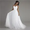 New A-Line Wedding Dresses Bride Sling Heart Neck Mesh Stacked Rod Trailing Wed Dress Vestido de novia Plus Size