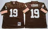 Manches longues Throwback Football 75th Anniversary 19 Bernie Kosar Jersey 1964 1986 Vintage 32 Jim Brown Mitchell and Ness Team Brown Color White Stitched Retro ncaa