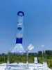 14 inch 35 cm Hookah Bong Glass Dab Rig Clear en Blue Neck Lip Cube Base Water Bongs Rookpijpen 14 mm vrouwelijk gewricht lokaal magazijn