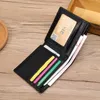 Genuine cow leather short style mens designer wallets male fashion casual weaving zero card purses no60