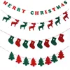 1set Joyeux Noël Bunting Bannières Drapeaux Cadeau Accrocher Fenêtre Décoration De Fête Tirer Drapeau pour Année XMAS Arbre Porte Ornements Y201020