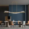 Luxury copper chandelier lamp for kitchen island rectangle crystal light hotel bar hanging lamp living room indoor lighting