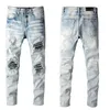 Herenjeans Distressed Motorcycle Biker Jean Rock Skinny Slim Ripped Hole Letter Topkwaliteit Designer Broek Merk Kleuren Denim Broek Maat