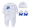 Giyim Setleri Bebek Çocuk Bebek Annelik Artırıcılar Kızlar Erkek Bebek Pamuk Kıyafetleri 4 PCS Set şapka ayakkabı eldivenleri hoş geldiniz Yenidoğan Taç Takı A