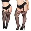 Grand Big Plus Taille Graisse Femmes Surdimensionné Résille Noir Bas Ouvert Crotchless Corps Collants Serrés Exotique Sexy Lingerie Érotique 220505