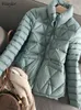 Fitaylor Winter Light Down Short Jacket Women 90% White Duck Down Warm Coat Ladies Stand Collar Casual Loose Solid Color Outwear 220801