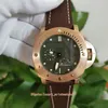 Dobrej jakości zegarki 47 mm zanurzalne PM00507 Rezerwa Power Rose Gold Skórzane opaski Przezroczyste mechaniczne automatyczne ME3960540