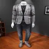 2023 Spring New Light Luxury High-end Business Casual Suit Мужская модная тенденция клетчатого принта.