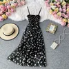 Slip Dress Long Mesh Floral Dress Women Vintage Elegant Sexy Beach Dresses Woman Party Night Korean Kawaii Ruffle Backless 220527