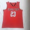 SJZL98 23 Jarrett Culver Texas Tech Basketball JerseyレトロなTHRINBACKステッチ刺繍