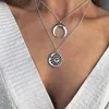 Pendanthalsband Trend Sun Horn Multi-Layer Women's Necklace Fashion Double Layer Charm smycken för kvinnligt framstående