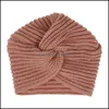 Beanie/Skl Caps Hüte Hüte Schals Handschuhe Mode Accessoires Winter Frauen Mädchen Warme Gestrickte Beanie Einfarbig Tur Dhu3E