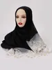 Hijab uni en coton doux avec dentelle pour femmes musulmanes, mode musulmane, vêtements islamiques, foulard, châle, couvre-chef, 2022