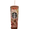 آخر 20 أوقية ستاربكس القدح الزجاجية المزدوجة ، كوب قهوة Cherry Straw Starbucks ، ودعم شعار مخصص