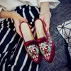 Women Slippers Muller Slippers Ethnic Style Summer Wear Embroidered Hand Sewed Drill Cloth Women's Sandals Bright Silk With Cheongsam 220622