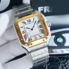 Square Watches 40mm Geneva Genuine Stainless Steel Mechanical Watches Case and Bracelet Fashion Luxury Mens Watch Male Wristwatche205Z