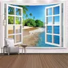 Wall Hanging Living Room Bedroom Window Natural Landscape Beach Large Cladding Decoration Carpet Background Cloth Nightstand J220804