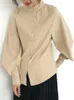 Sungtin Vintage Lantern Sleeve Bluzka Kobiety biuro dama czarna biała szyfonowa koszula Wysokiej jakości luźne koreańskie topy 220812