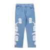 Herenjeans urban streetwear baggy y2k mannen schedel harige geborduurde denim broek rechte been losse broek vrouwen hip hiphopmen's