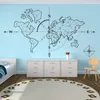 Duża mapa świata kompas Earth Wall Sticker Office Classroom Travel Global Eksploracja Przygoda Dekal Winyl Winylowy Y200103