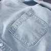 남성용 캐주얼 셔츠 2022 남성 데님 셔츠 100%면 단단한 긴 소매 탑 맨 고품질 블루 화학 Homme 플러스 크기 4xl