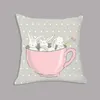 Cute Pink Rabbit Bunny Cartoon Animal Throw Pillow 45x45cm Nordic Plush Cushion Decorative for Sofa Kids Room Decor 220507