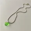 Vert Noir Zebra-Stripe Verre Coeur Pendentif Titane Acier Chaîne Colliers pour Femmes Chokers Collier Insolite Bijoux Esthétique GC987