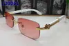 Brand Designer Sunglasses Woman Mens Carti Buffalo Horns Sun glasses Square Women Men Semi Rimless Metal Wooden Sunglass Luxury Beach UV400