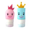 Förvaringsflaskor burkar silikon dispensering flaska för resor prinsessan prins tecknad lotion schampo dusch