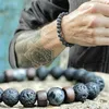 Charm Bracelets Men Bracelet Natural Moonstone Beads Tibetan Buddha Vintage Chakra Volcanic Lava Stone JewelryCharm Lars22