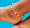 Färgglad kristallpärla ankletter för kvinnor Böhmen charm pärla ankel armband sommar sandal ankel kedja strand fot smycken gåvor grossist